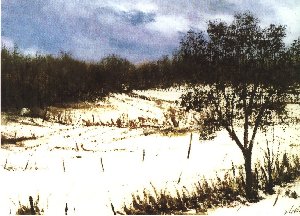 Quadro: Neve a Fago del Soldato. Eugenio Galiano, 1990